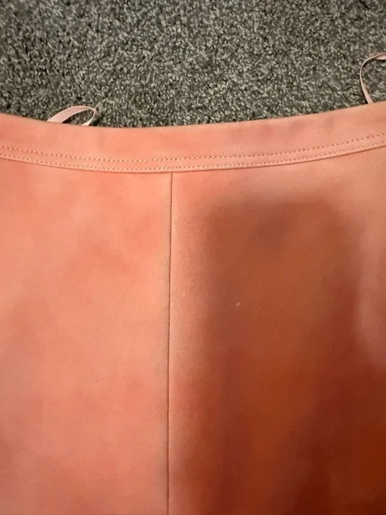 J. Crew Collection Coral Pink Suede Fringe Mini Skirt 2 - Picture 3 of 10